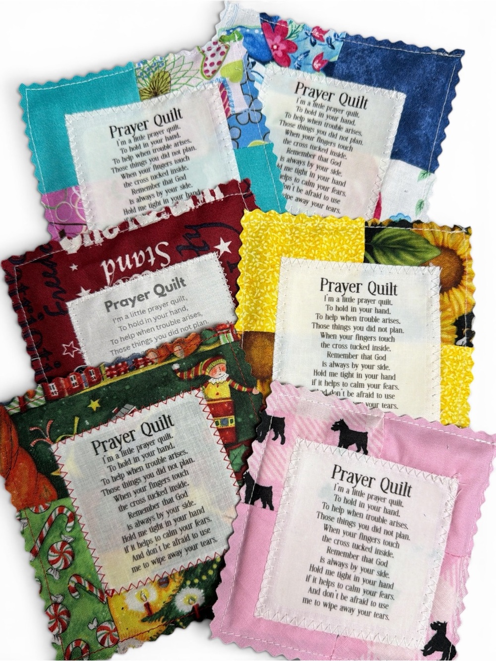 BUY NOW -Handcrafted Prayer Quilt with Uplifting Prayer and Wooden Cross Inside